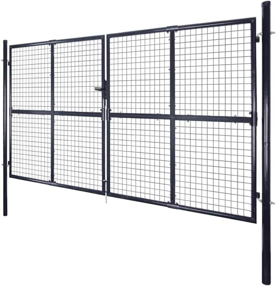 Tidyard Gartentor Gartentür Zauntor Zauntür mit 3 Schlüssel, aus Verzinkter Stahl, Grün, 289 x 175 c