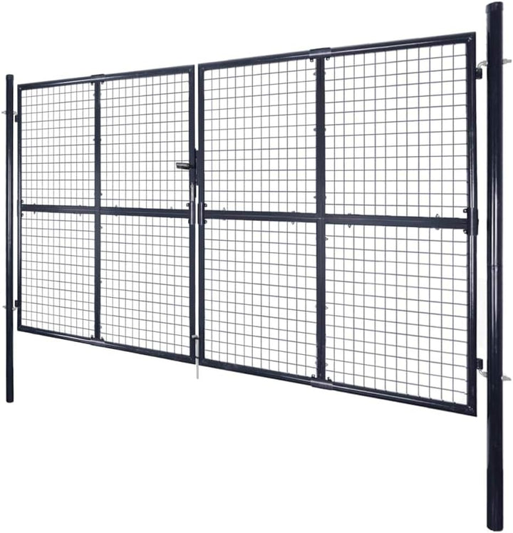 Tidyard Gartentor Gartentür Zauntor Zauntür mit 3 Schlüssel, aus Verzinkter Stahl, Grün, 289 x 175 c