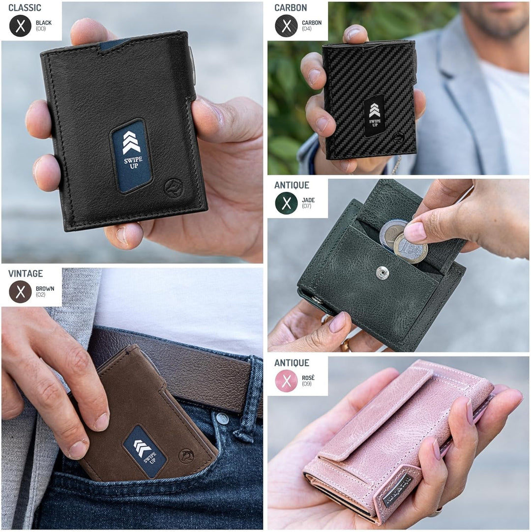 Wolfstrøm Slim Wallet mit Münzfach 'Ludvig' I 7+1 Karten Mini Geldbörse Herren klein, RFID Blocker I