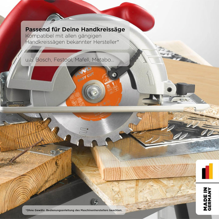 kwb Kreissägeblatt 190 x 30 mm, Made in Germany, Nagelfest, für Holz mit Metallresten, Universal Säg