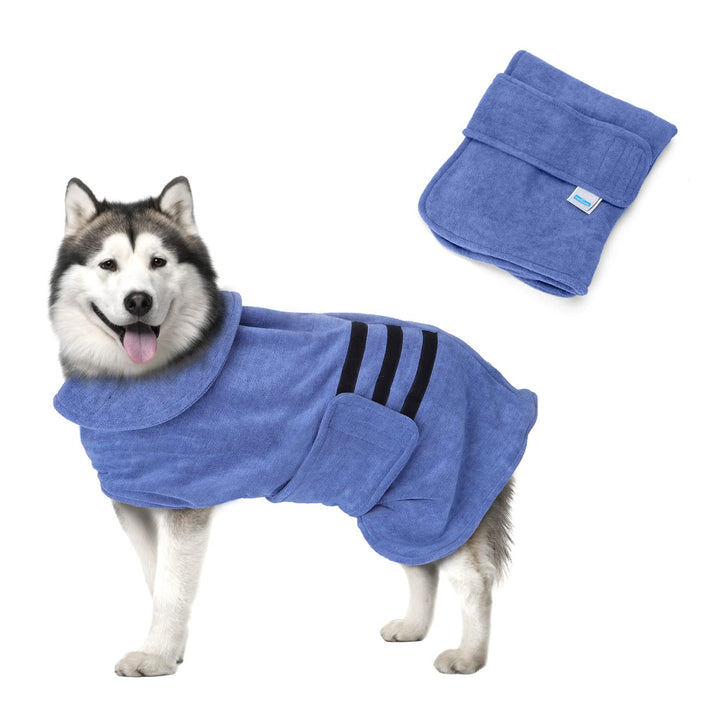 Nobleza Hundebademantel Mikrofaser mit Klettverschluss,Super saugfähig und schnell trocknend,Bademan