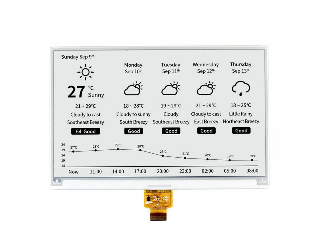 Waveshare 7.5 Inch E-Paper Raw Display Panel V2 800x480 Resolution 3.3V E-Ink Electronic Paper Scree