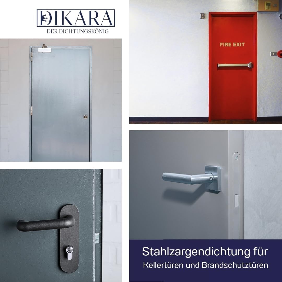 Stahlzargendichtung Grau 25m - gegen Zugluft Lärm &amp; Staub spart Heizkosten Dichtung Dichtungshöhe 15