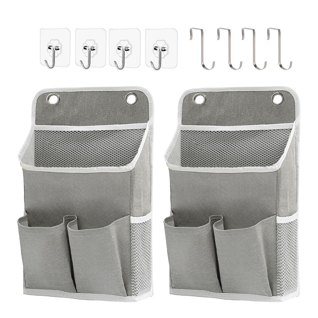 2 Stück Hängeorganizer Grau, Wandorganizer mit Taschen, Türregal Stoff Hängeaufbewahrung für Bad, Sc