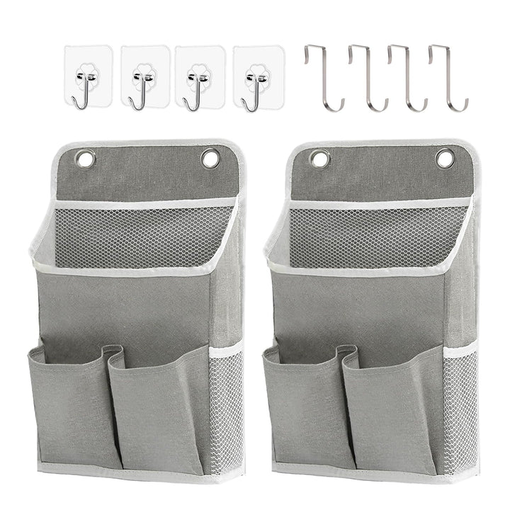 2 Stück Hängeorganizer Grau, Wandorganizer mit Taschen, Türregal Stoff Hängeaufbewahrung für Bad, Sc