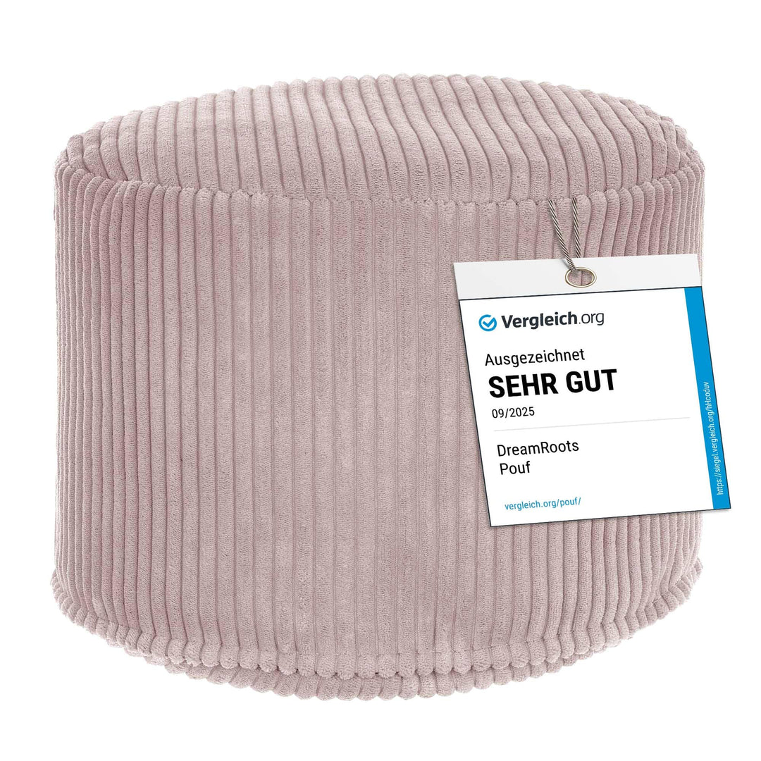 DreamRoots Pouf Hocker - Hocker Rund Cord 35x35x25 cm - Couch Hocker Wohnzimmer - Sitzpouf Rund - Fu