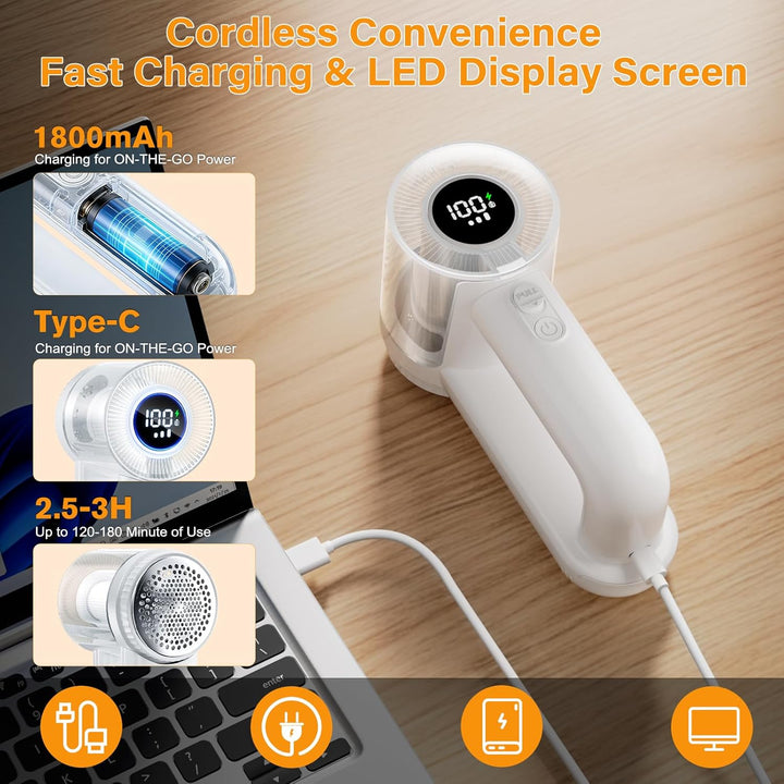 Fusselrasierer Elektrisch, 1800mAh USB Aufladbar Fusselentferner für Kleidung & Möbe, 3 Geschwindigk