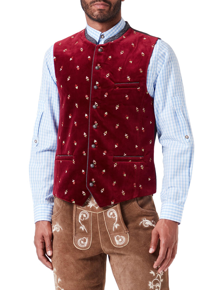 Stockerpoint Herren Weste Vittorio Trachtenweste 46 bordeaux, 46 bordeaux