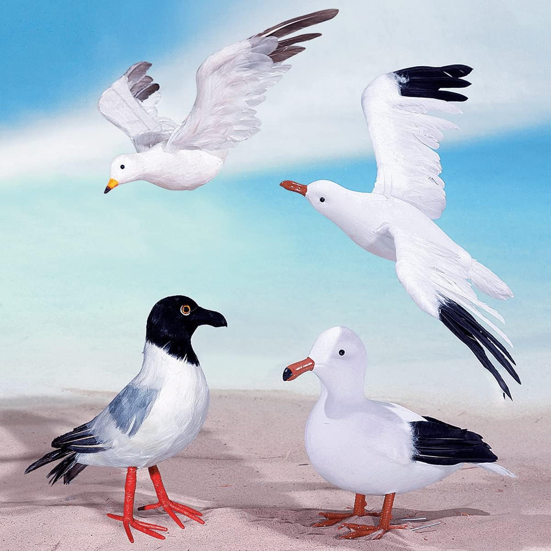 Deko-Möwe Dekovogel Maritimedeko weiss 43 cm fliegend, mit echten Federn und Befestigung