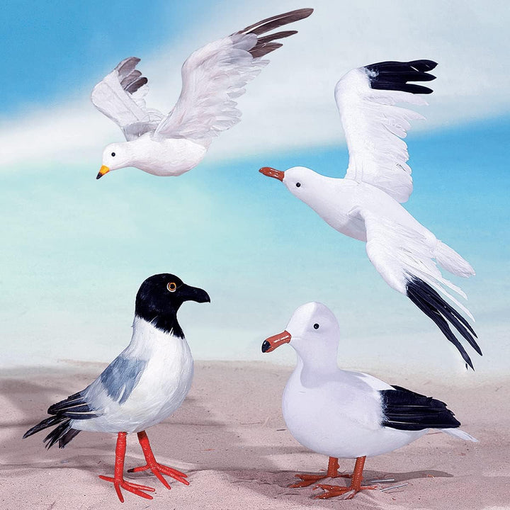 Deko-Möwe Dekovogel Maritimedeko weiss 43 cm fliegend, mit echten Federn und Befestigung