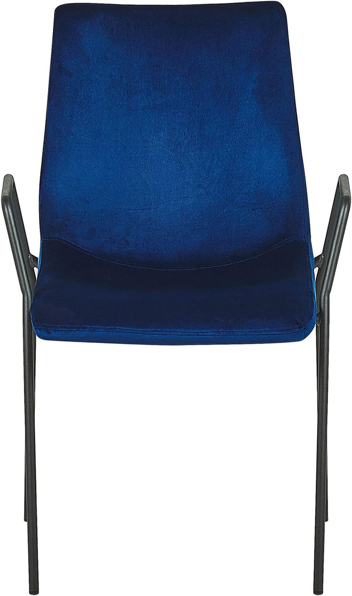 Moderner Esszimmrtisch 2er Set Dunkelblau Samtstoff Metallgestell Jefferson