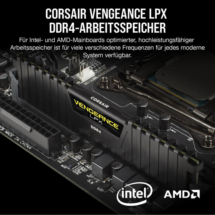 Corsair VENGEANCE LPX DDR4 RAM 32GB (2x16GB) 3200MHz CL16 Intel XMP 2.0 Computerspeicher - Schwarz (