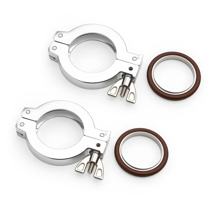 2 Stück KF40 Aluminium-Vakuumklemme + KF Edelstahl-Zentrierring mit O-Ring, KF40