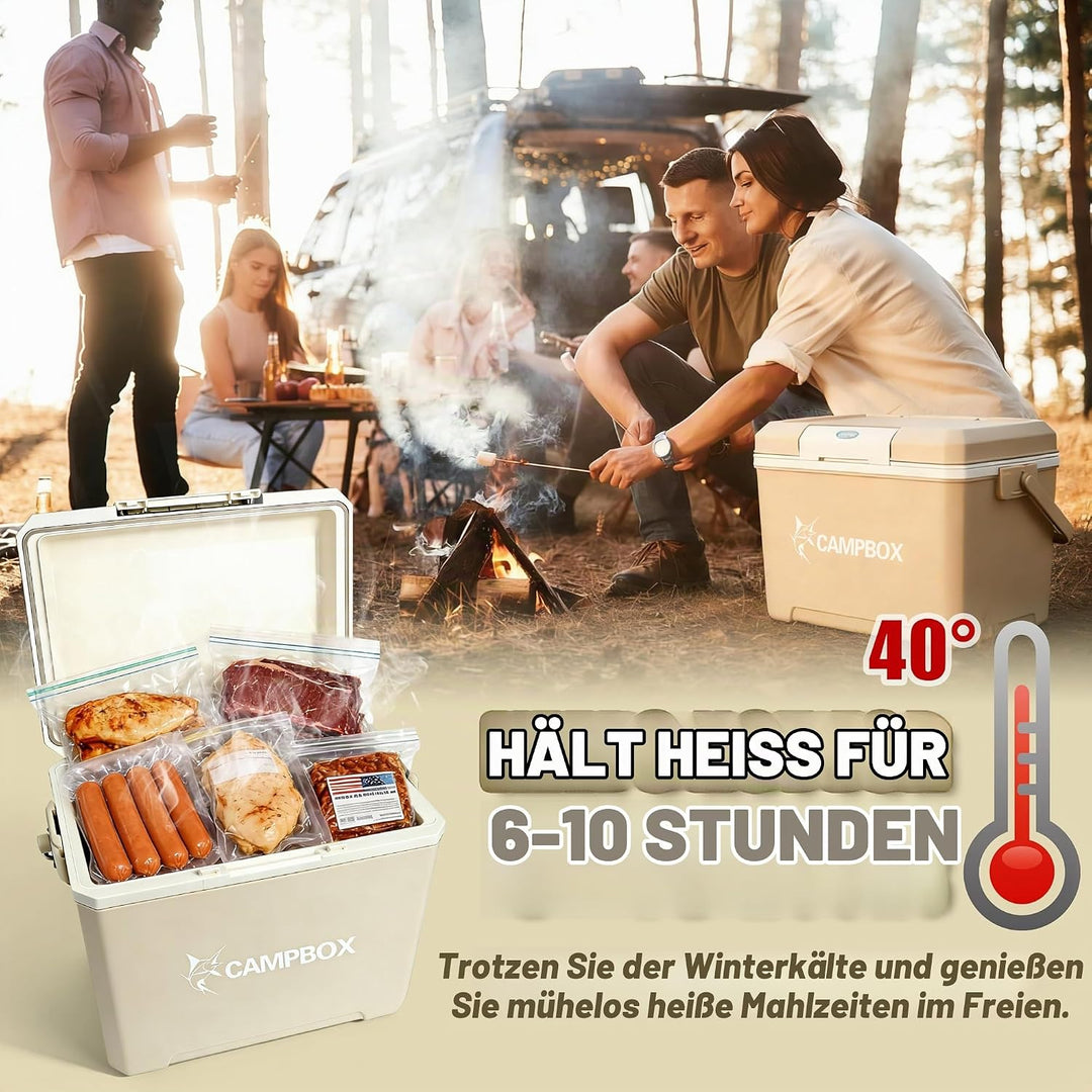 JONRRYIN Kühlbox, Passiv-Kühlbox 24 Liter Bis zu 12 Std. Kühlung, Mobile Cooler Box mit 2 Kühlakkus,