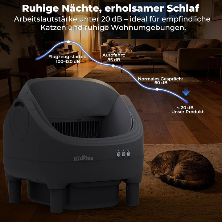 Selbstreinigende Katzentoilette mit App-Steuerung, Extra grosse Kapazität, Geruchsfrei, Automatische