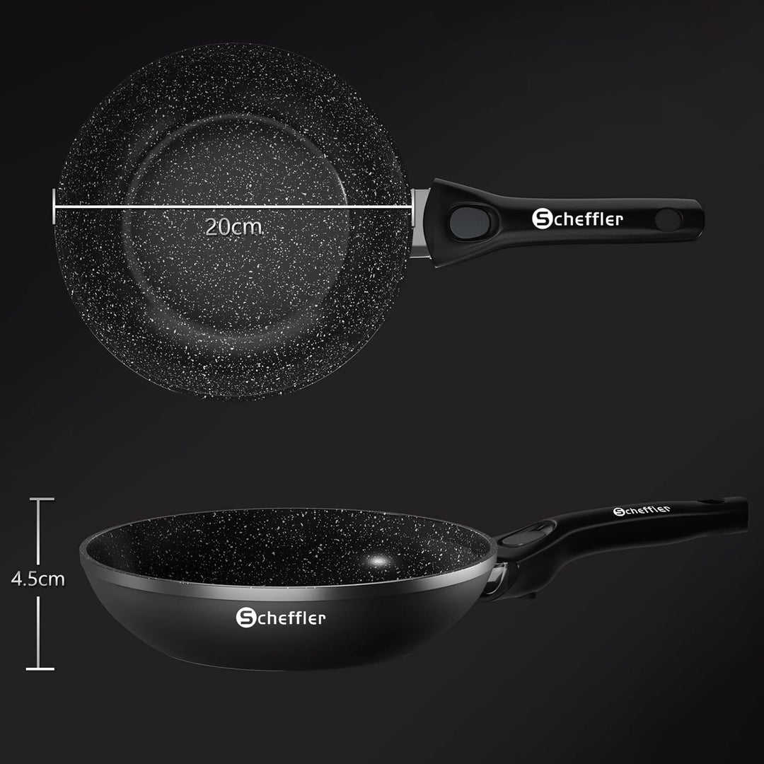 Scheffler Pfanne, Abnehmbarer Griff Pfanne 20cm Bratpfanne, Beschichtete Pfanne, Pfanne Induktion mi