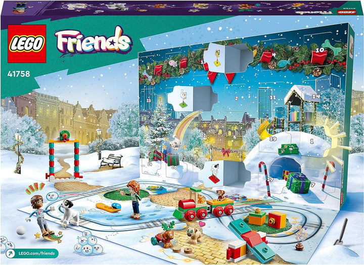 LEGO 41758 Friends Adventskalender 2023, Weihnachtskalender mit 24 Geschenken, darunter 8 Tier-Figur