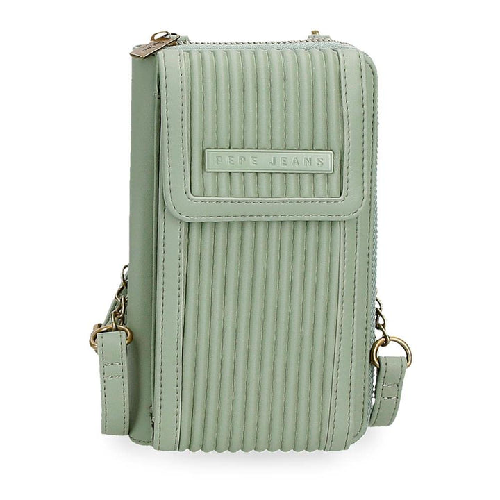 Pepe Jeans Aurora Umhängetasche Handyhalter Grün 11x17,x52,5 cm Kunstleder Grün Schultertasche, Grün