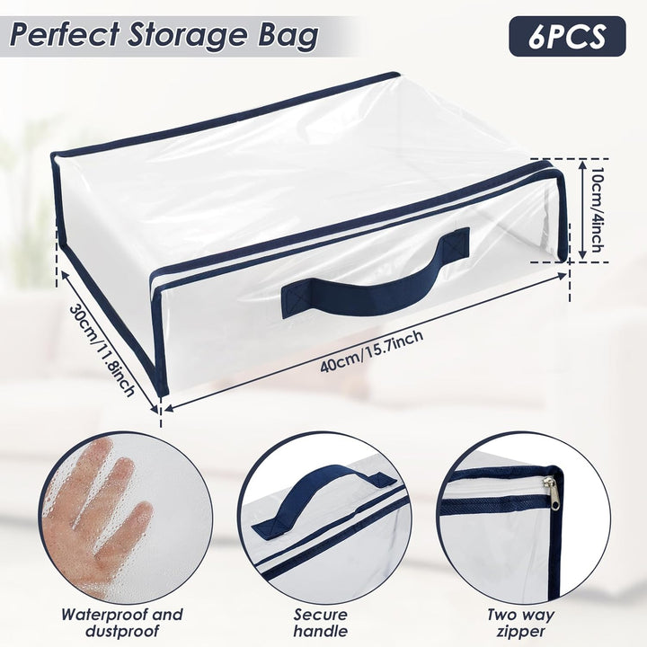 6 Stück Aufbewahrungstasche,Transparente PVC Umzugskartons Aufbewahrungsboxen mit Deckel,Faltbare Re