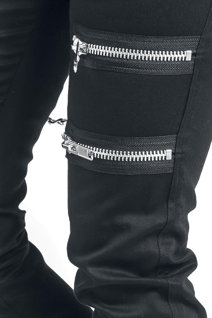 Gothicana by EMP Damen Schwarze Jeans mit Reissverschlüssen W29L32