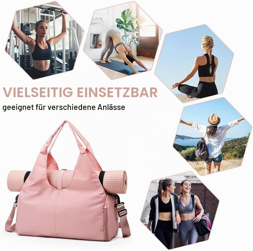 Aucuu Sporttasche, Reisetasche mit Schuhfach &amp; Nassfach, Gross Gym Tasche für Yogamatten &amp; Yoga-Zube