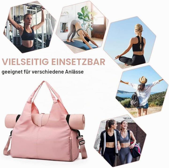 Aucuu Sporttasche, Reisetasche mit Schuhfach &amp; Nassfach, Gross Gym Tasche für Yogamatten &amp; Yoga-Zube