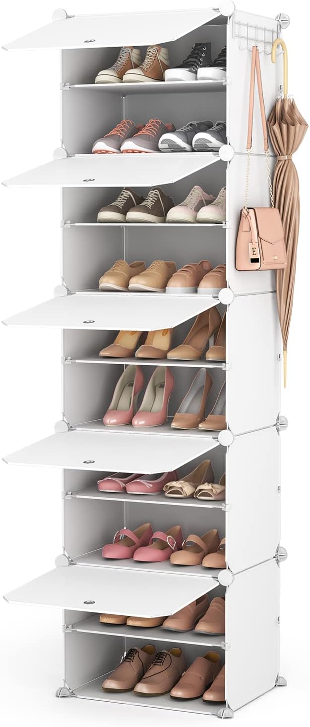 Schuhschrank, Schuhregal 10 Ebenen Schuhschrank Schmal Hoch für 20 Paar Schuhe, 43×32×153cm Schuhreg