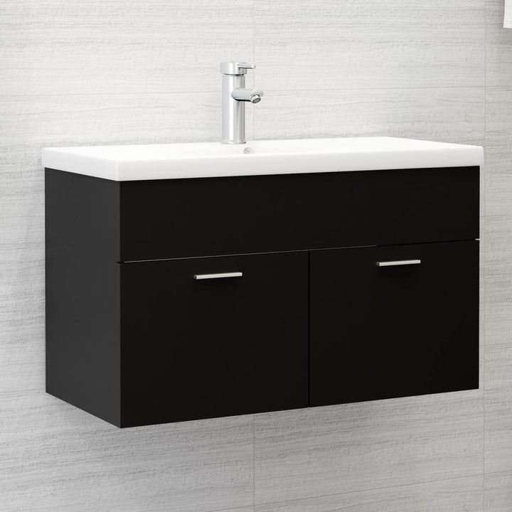 Waschbeckenunterschrank mit Einbaubecken Schwarz Waschbecken Mit Unterschrank BadezimmermöBel Waschb