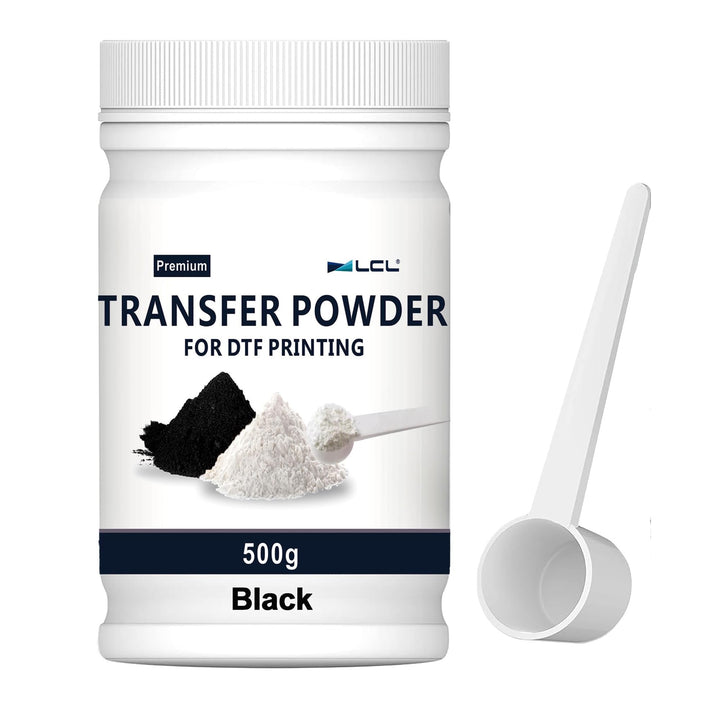 LCL DTF Pulver Schwarz, 500 g/17,6 oz, Digital Transfer Schwarz Klebepulver für Schwarze oder dunkel