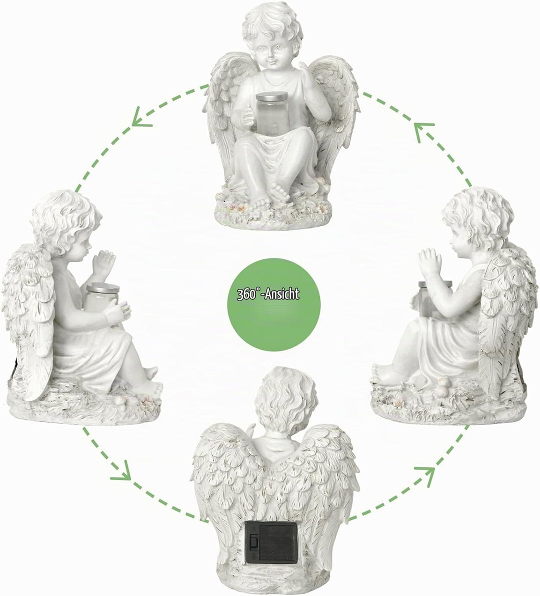 Tuzsocr Engel Gartenfiguren Solar Grablichter für draussen，wetterfest grabschmuck für Friedhof Outdo