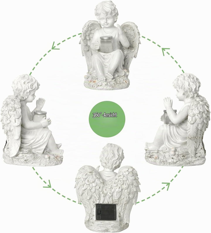 Tuzsocr Engel Gartenfiguren Solar Grablichter für draussen，wetterfest grabschmuck für Friedhof Outdo