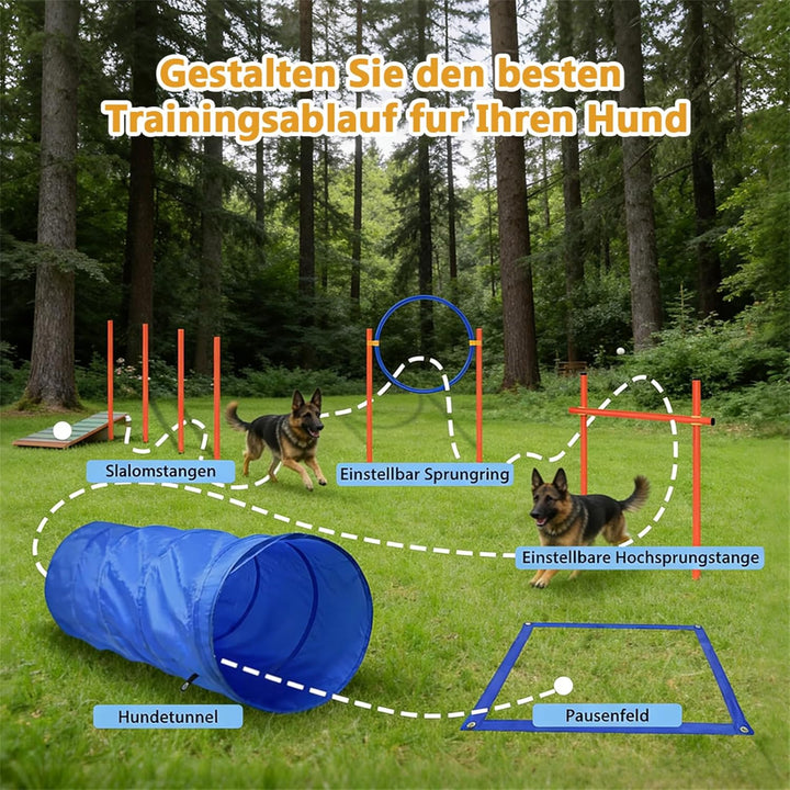 Agility Set Hunde Agility Reaktionstraining Ausrüstung für Hundetraining Hundesport mit Hundetunnel,