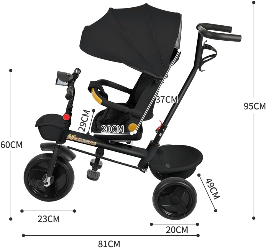 Multi-Funktions-Kinderdreirad, Dreirad 5 in1, Kleinkind-Dreiräder-Kinderwagen, mit Verstellbarem Sch