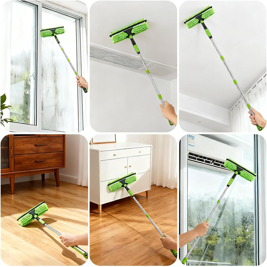 Fensterreinigungsbürste, 500 cm, 3-in-1Fensterwischer + Spinnenbürste + Staubwedel aus Fasern, Decke