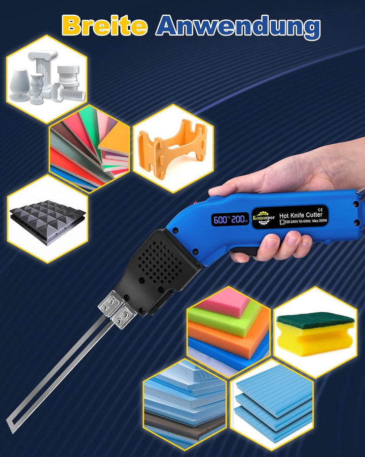 200W Styroporschneider Elektrische Heissmesser Schaumschneider mit 4 Nichrom Klingen 0-600℃ Styrocut