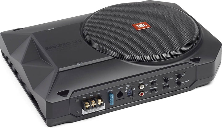 JBL BassPro SL2 Aktiv Subwoofer Auto Set - Aktiver Car hifi Untersitz Bassbox Gehäuse mit Bassreflex