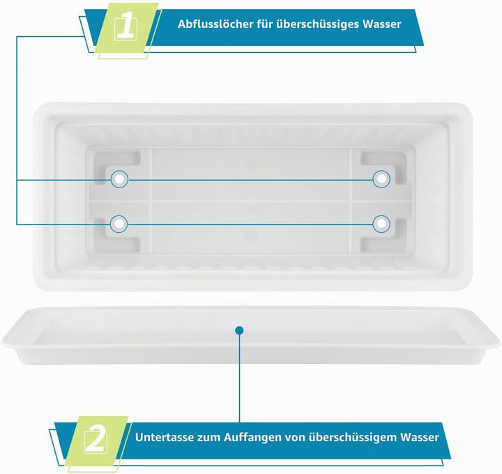 Skelang 5 Pcs rechteckige Blumentöpfe, 42,7 cm, Pflanzenständer mit Tablett, Gartenkasten mit Etiket