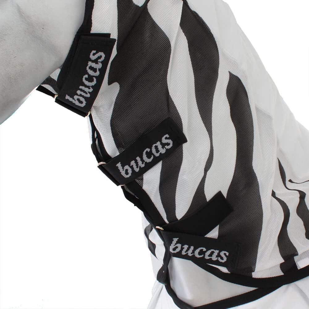 Bucas Buzz-Off Rain Zebra & Neck, Farbe:Zebra, Grösse:120 cm / 5'3 Zebra 120 cm / 5'3