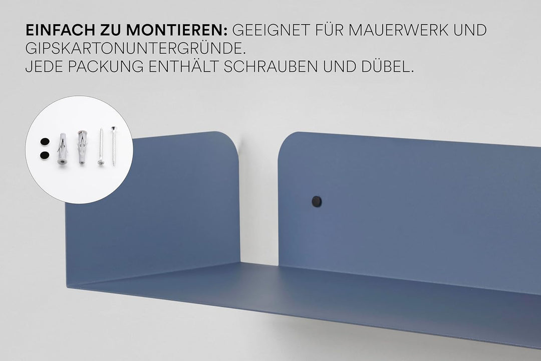 D-Segno Wandregal Metall - Regal Wand, Einzigartiges minimalistisches und modernes Design, Wandbuchh