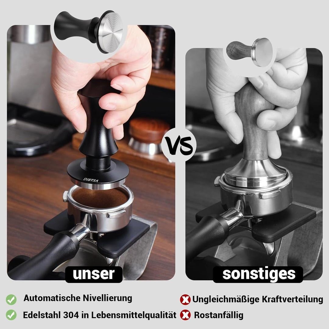 DIBTSA Espresso Tamper 53.3mm federbelasteter Kaffeestampfer, passend für 54mm Siebträgerkorb, Flach