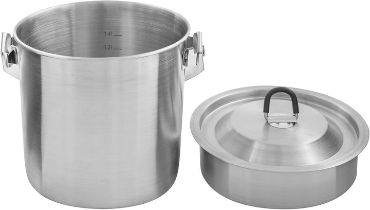 Tatonka Pot Set BC 1.4 L - Hoher Outdoor-Kochtopf aus Edelstahl mit einsetzbarer Schale, Bügel zum A
