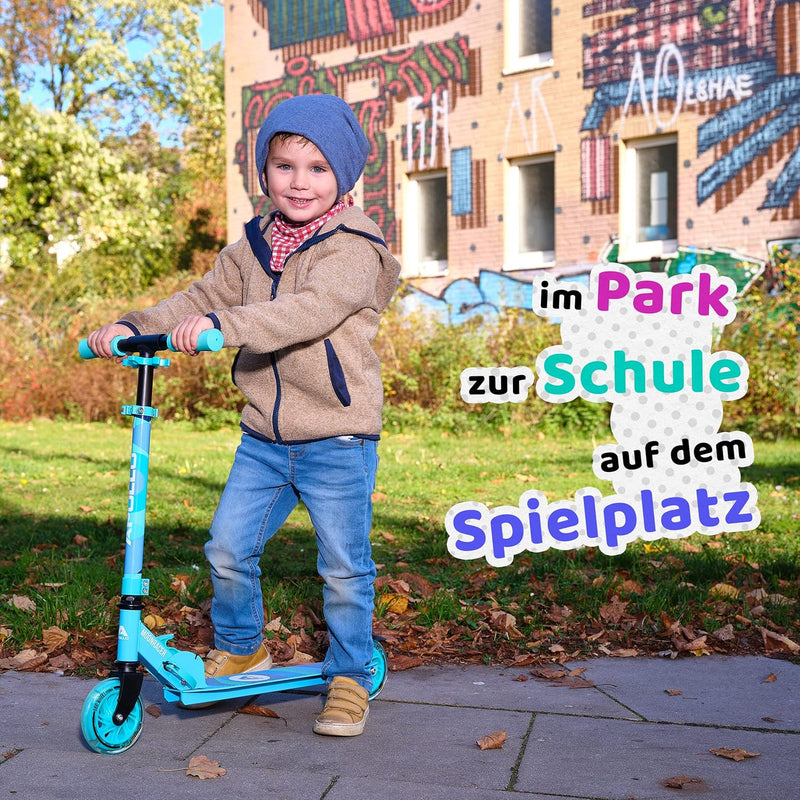 Apollo Scooter LED - Moonracer City Scooter mit Federung, Roller klappbar Tretroller Kinder ab 4 Jah