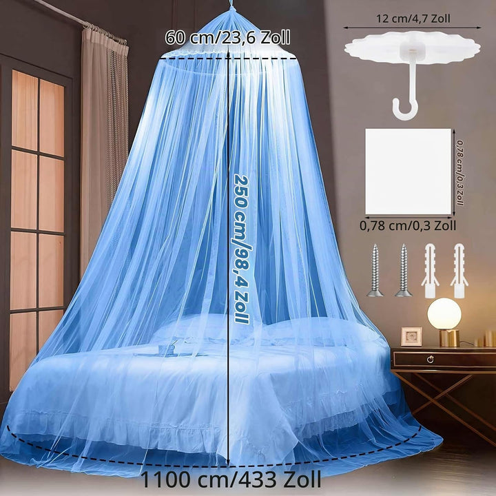 Moskitonetz Bett,Mückennetz Bett,Mosquito Netz Reise 60x250x1100cm,Moskitonetz Reise Blau,Betthimmel