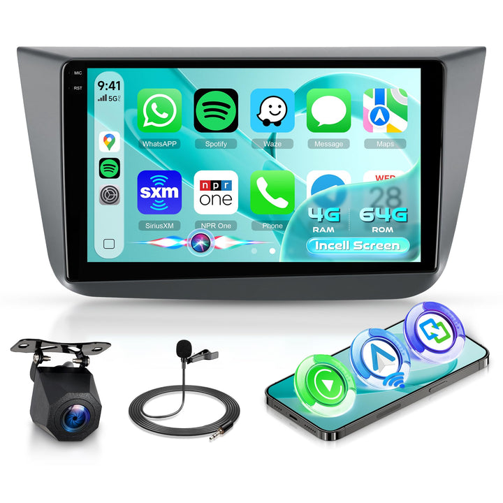 Rimoody 4G+64G Android 15 Autoradio für Seat Altea 2004-2015 Toledo 2004-2009 Wireless Carplay Andro