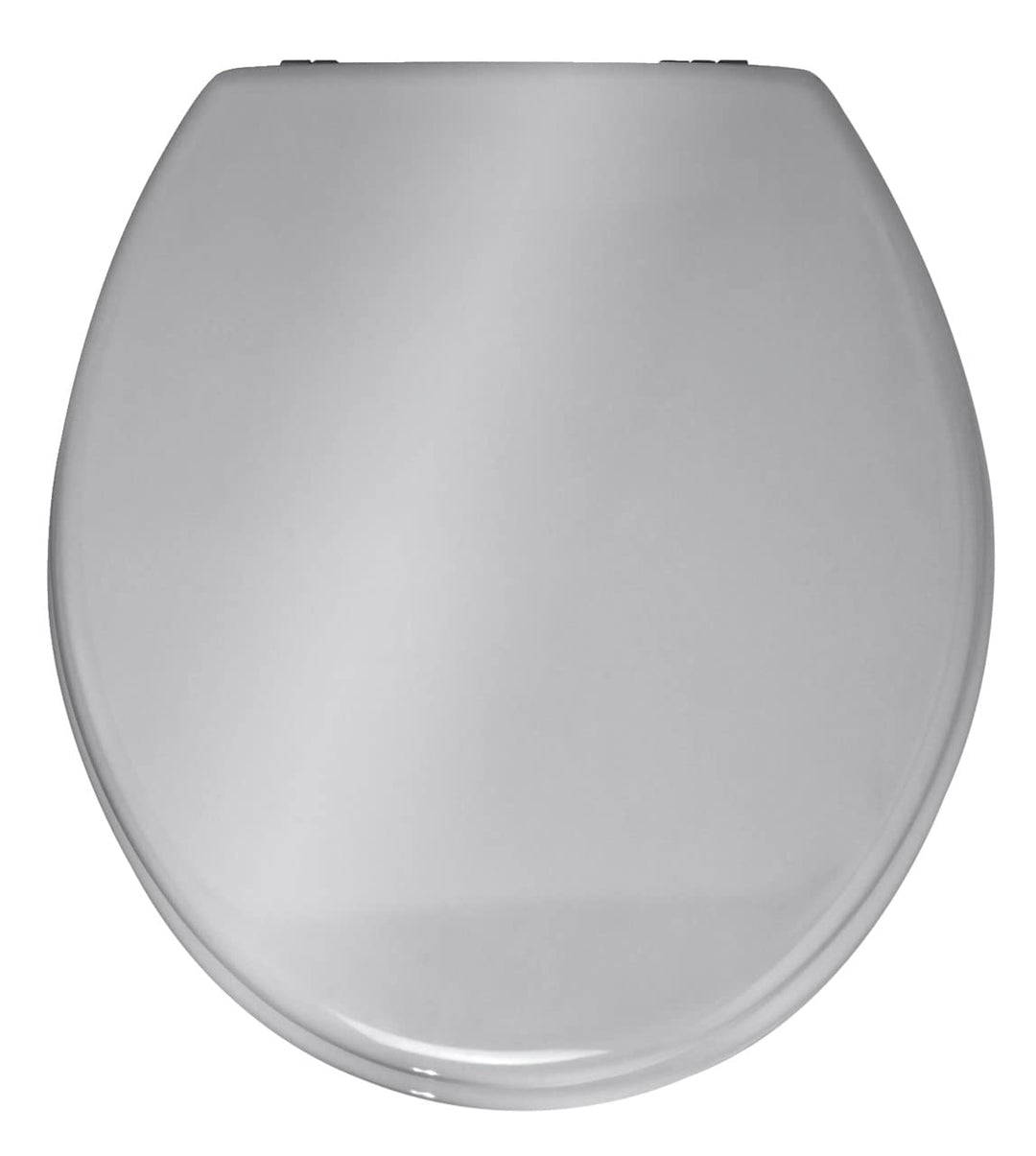 WENKO WC-Sitz Prima Silber glänzend, hochwertiger Toilettensitz im Retro-Style, WC-Deckel inkl. Wand