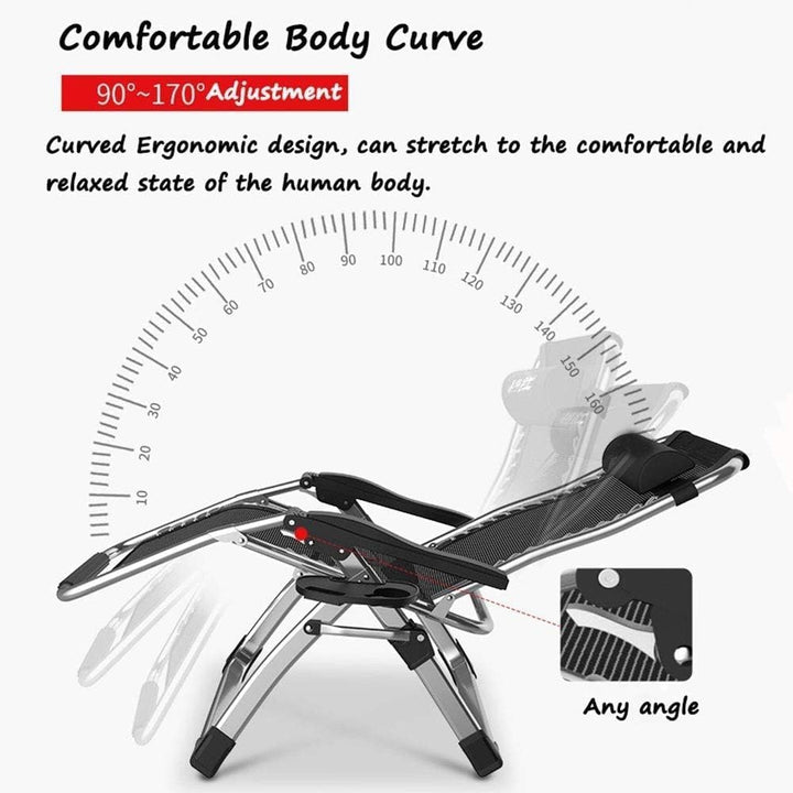 DQCHAIR Lehnender Schwerelosigkeits-Stuhl im Freien mit Getränkehalter, extrabreiter Verstellbarer L