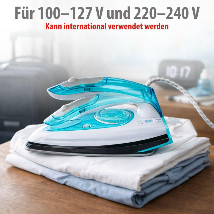 alpina Reisebügeleisen SL-9990B2 - Dual-Voltage Bügeleisen mit Dampfstoss - Klappbares Kompaktes Büg