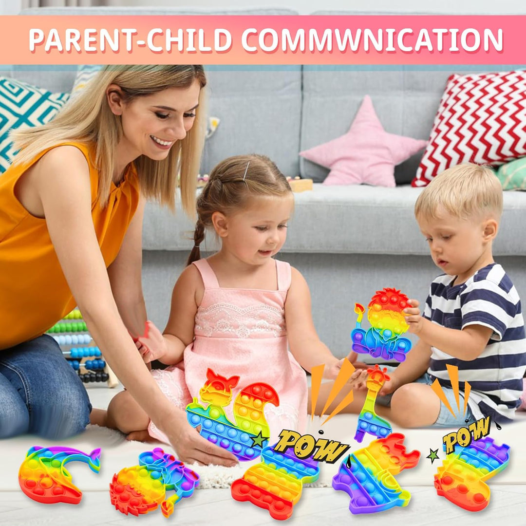 18 Stück Pop Bubble Fidget Toy, Sensorisches Fidget Spielzeug mit Tierforme - Anti-Stress Popspielze