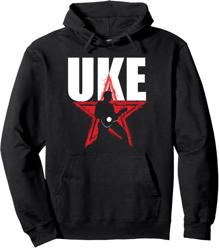 Uke Stern Gitarrist Musik Uke Akustik Musikinstrument Pullover Hoodie