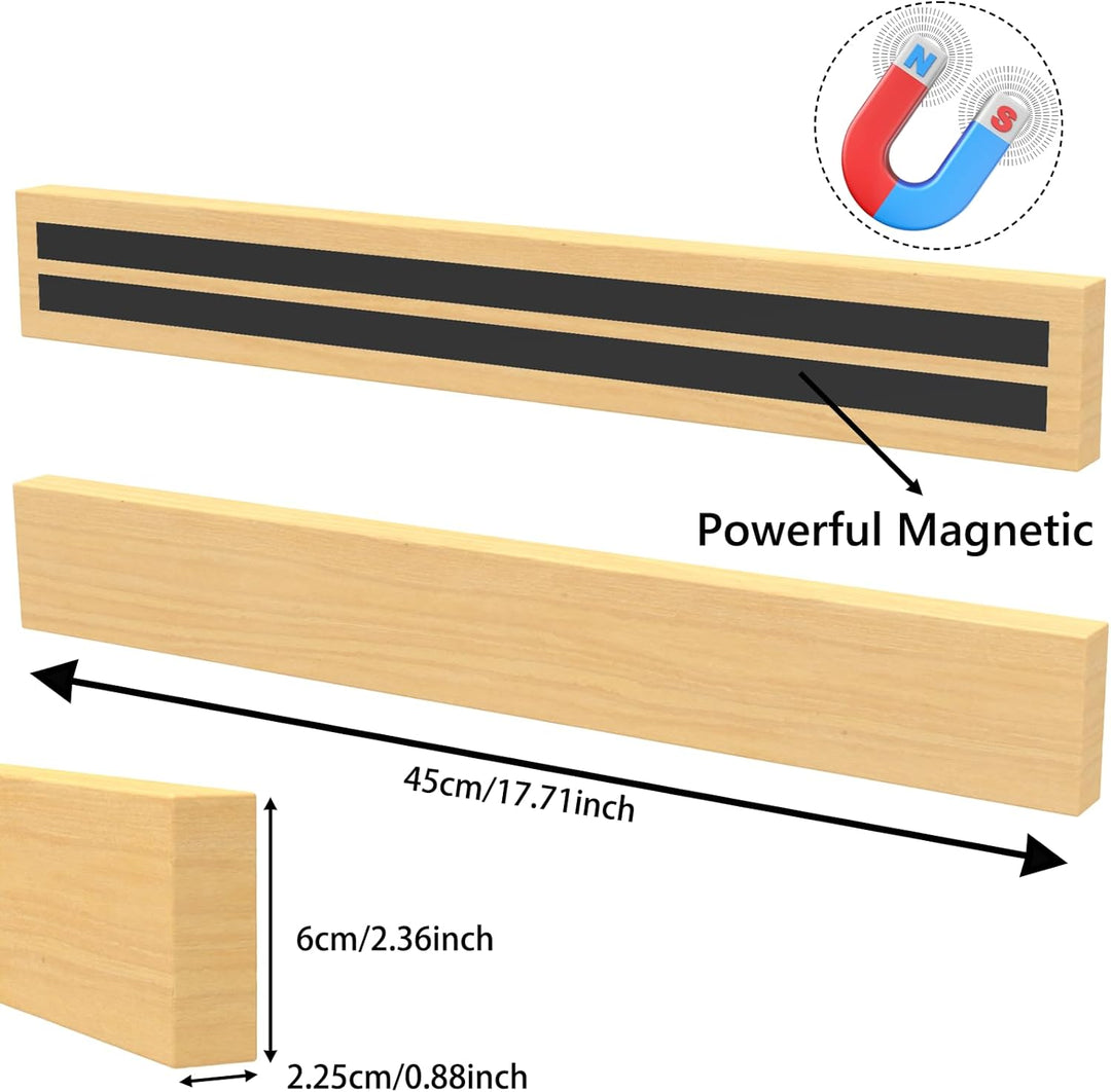 SMART&COOL Messer Magnetleiste aus Bambus 45CM - Messerhalter Magnetisch Holz mit Extra Starkem Magn